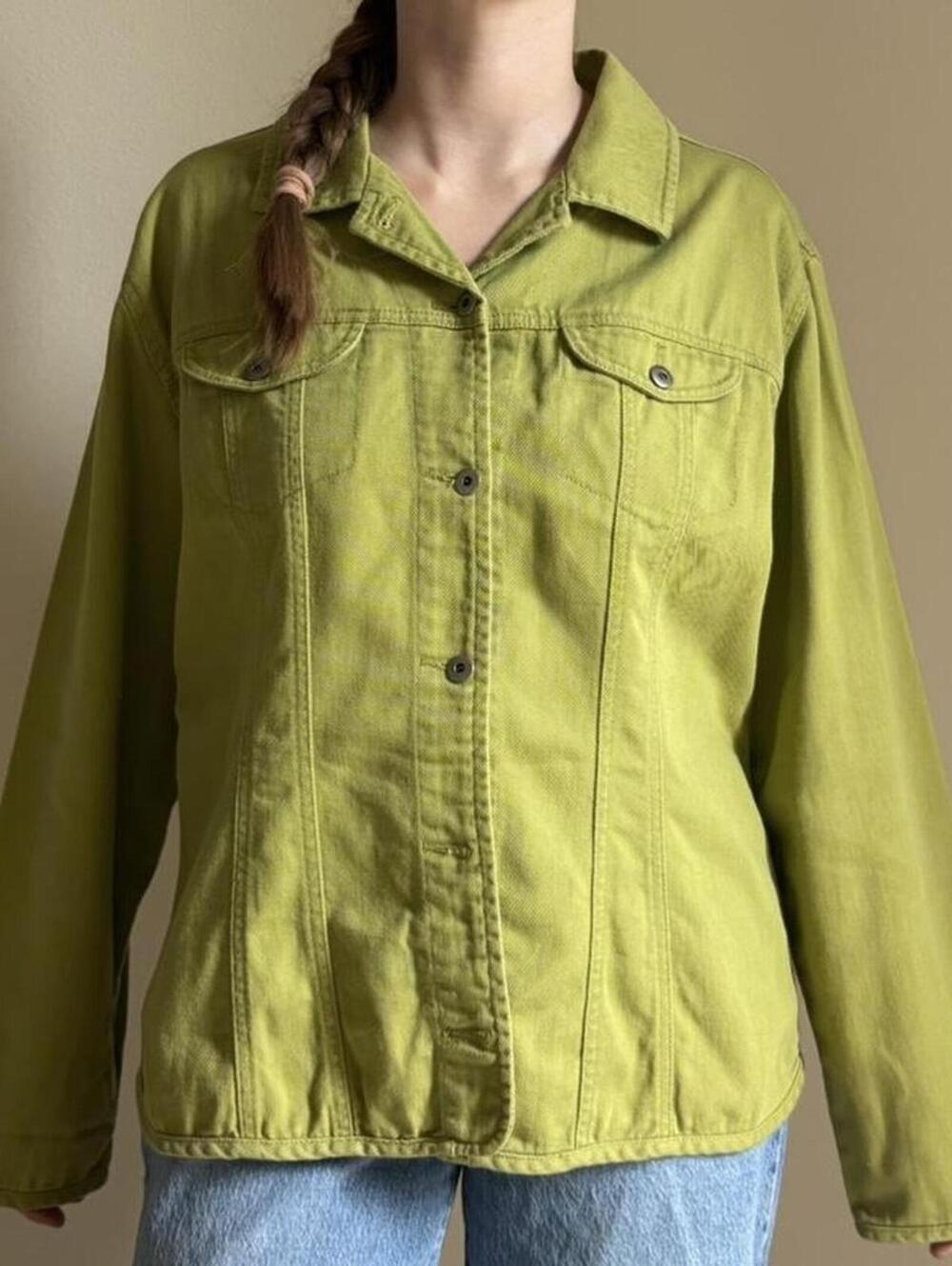 chico’s chartreuse utility cotton jacket